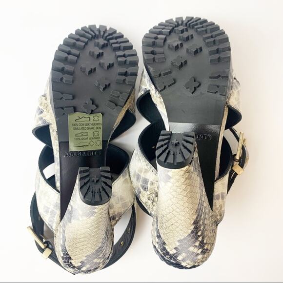 NWT AllSaints Sienna Snakeskin Print Leather Buckle Heeled Platform Sandal 8 - Picture 7 of 10